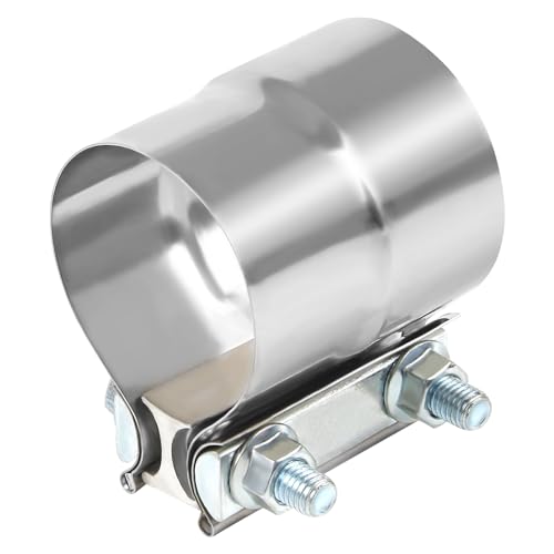 Godimg Abrazadera de escape de 2.5 pulgadas (63.5mm), banda de escape de junta solapada, reparación de tubería de acero inoxidable 304, plata