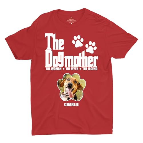 LEVY PAW personalisierte The Dogmother T-Shirts mit Fotos benutzerdefinierte Hundefoto-T-Shirts The Dog Mother T-Shirts Beste Hundegeschenke für Frauen (1 Hund)