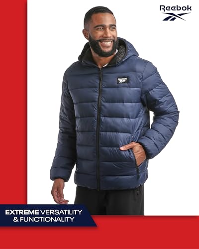 Reebok Men's Jacket – Lightweight Hooded Quilted Puffer Coat – Warm Insulated Winter Jacket for Men (S-4X)3