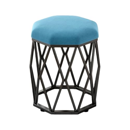 XOZIFY メイクアップチェア ドレッシングスツール ドレッサーチェア 化粧椅子 化粧台スツール イス(リビングルーム ベッドルーム 鏡台用)北欧 モダン プリンセスメイク シンプル クリエイティブ アイアン (ブルー,黒い棚)