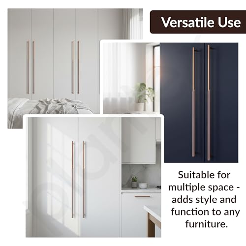 Image of Plantex Stainless Steel & Aluminium Cabinet Handle /600mm Wardrobe Handle for Home /Cupboard Door Pull-Push Handles for Office - Pack of 2 (Rose Gold)