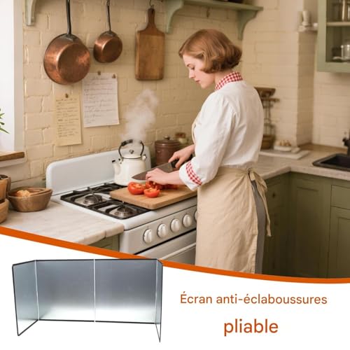 Grille anti-projections d'huile pliable pour poêle et protection murale - 3