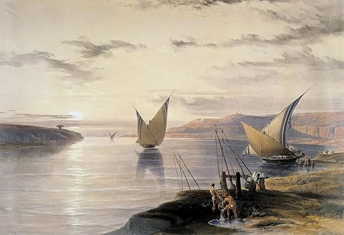 Tableaux Toile Bateaux sur le Nil pour Remplacer un Mur Vide par un Décor de Peintre