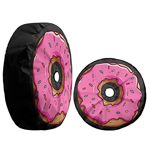 Image of Delerain Spare Tire Cover with Backup Camera Hole Pink Donut Wheel Covers Waterproof Dust-Proof UV Sun Universal Fit for Trailer RV SUV Truck (17 Inch for Diameter 31 inch-33 inch)