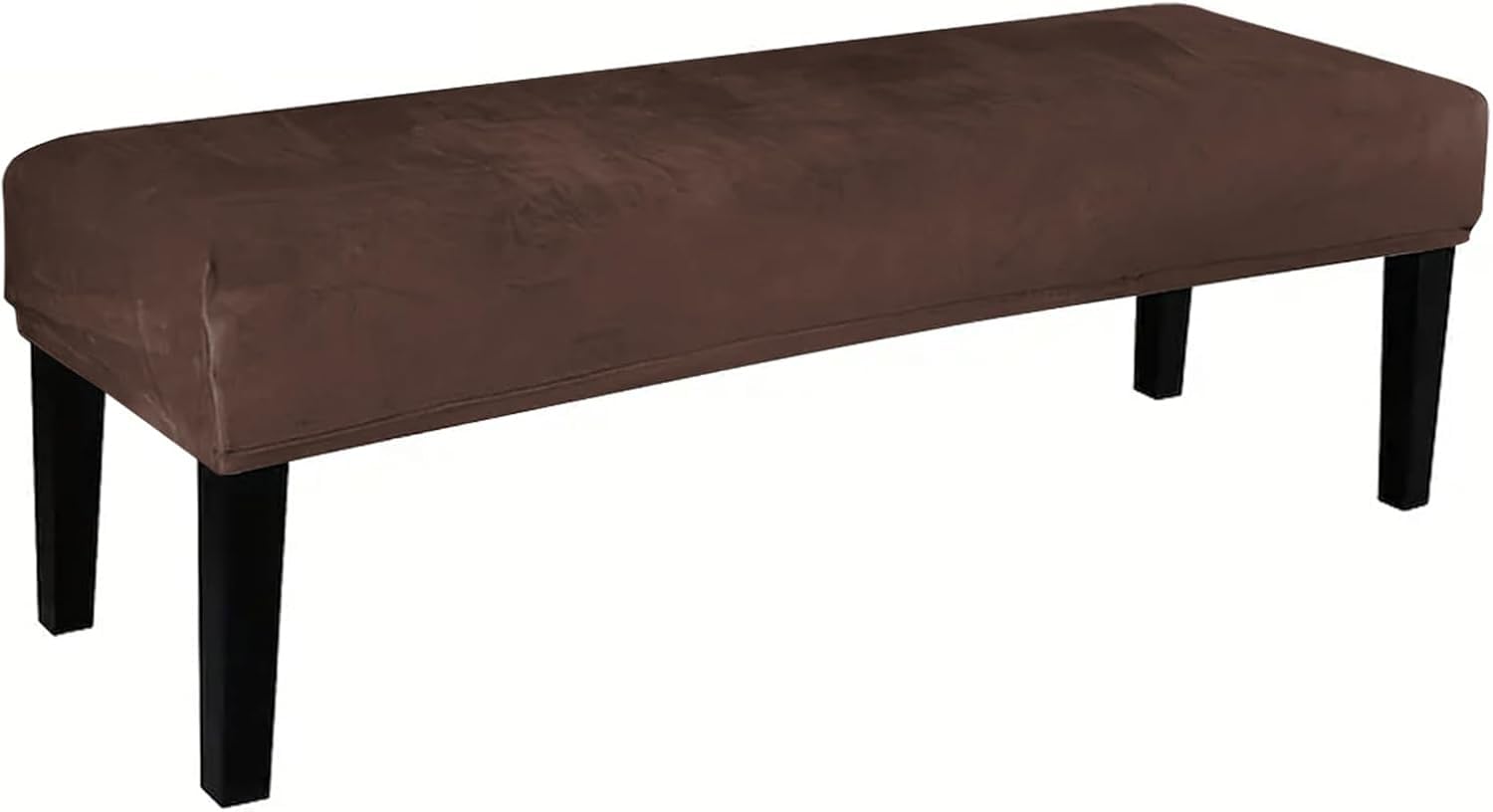 FZKun Dining Bench Cover with Elastic Bottom - Stretch Velvet Bench Cushion Slipcover Washable Removable Rectangle Stool Cover Bench Seat Protector for Dining Room Kitchen Living Room (Chocolate)