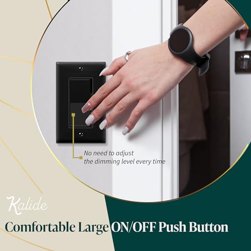 Image of TOPGREENER Kalide Dimmer Light Switch, LED Dimmer Switch, Full Range Dimming, Single Pole /3-Way, 120VAC, 60Hz, 300W LED /CFL, Neutral Wire Not Required, Wall Plate Included, Black