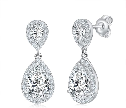 14K Gold Waterdrop Drop Earrings for Women,4.5 ct.t.w. VVS1 D-color Pear Cut Diamond Ear Studs,Birthday Gifts for Wife