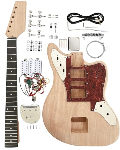 DIY Beginner Kit Electric Guitar Kit 6 String Right Handed with Mahogany Body Mahogany Neck Rosewood Fingerboard Chrome Hardware Build Your Own Guitar.