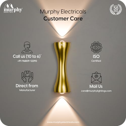 Image of Murphy Golden Axis 6W LED Up Down Wall Light | Warm White | Premium Gold Finish | Aluminium Body | Decorative Indoor Wall Lamp | 2 Year Warranty | Pack of 1