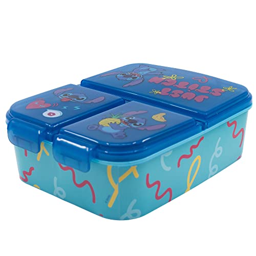 sandwich box bambini Disney Stitch con scomparti in plastica, senza BPA, lavabile e riutilizzabile, non adatta alla...