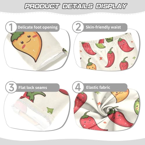 Chili Peppers Girls Leggings,Workout Leggings for Girls Toddler Athletic Legging Size for 3-10T3