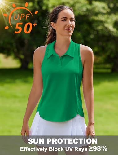 Image of PINSPARK Women's Golf Shirt Racerback UPF 50+ Tennis Tank Top with Collar