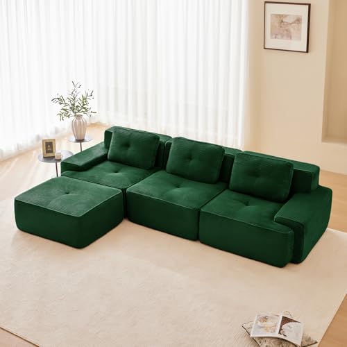 Image of Corduroy Modular Sectional Sofa, Oversized Cloud Couches for Living Room
