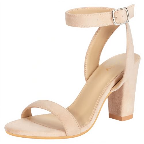 ZriEy Women's Chunky Block Strappy Heels Ankle Strap Heeled Sandals