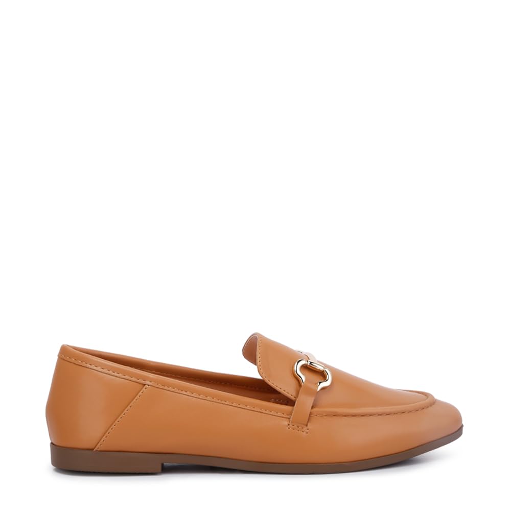 Horsebit Embellished Faux Leather Loafers