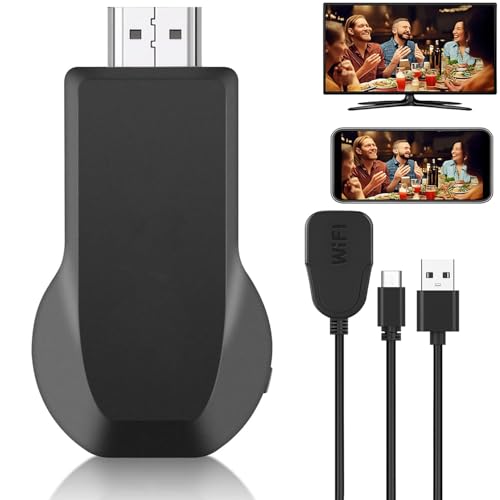 Adaptateur d'affichage sans fil,4K 1080p HDMI WiFi Mobile Screen Mirroring Receiver Dongle, adaptateur d'affichage Dongle pour i-Phone/i-Pad/Android vers TV projecteur prend en charge Miracast Airplay