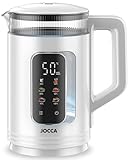 JOCCA - Hervidor Eléctrico Easy Touch 1,5L | Pantalla Táctil a Color con Modos de Temperatura, Luz LED RGB, Apagado Automático y Control Strix | Vidrio y PP 1500W