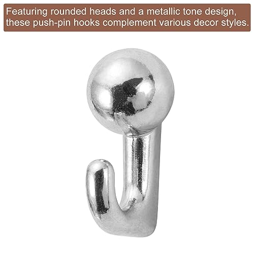 Image of uxcell Picture Hanging Hooks, 25pcs 20 Lbs - Zinc Alloy Hangers Nails, Push Pins for Hanging on Home Office Wooden or Fabric Wall (Silver)