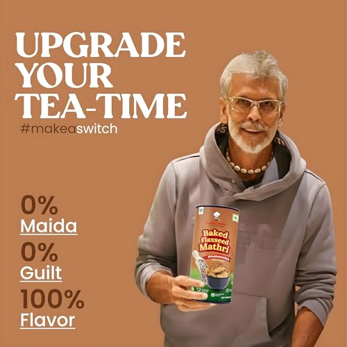 Image of Healthy Master Baked Wheat Mathri (Flax Seed) 250g (Pack of 4) | No Maida | No Palm Oil | Crispy Crunchy Healthy Snack | 100% Wheat | Namkeen Mathi