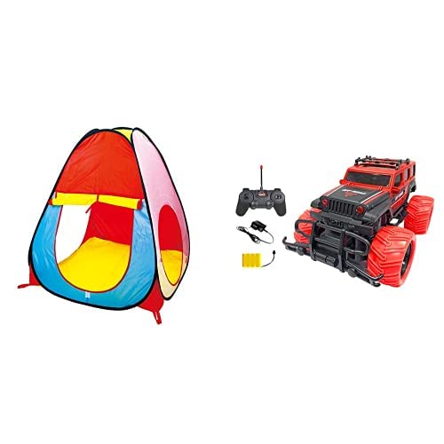 Image of Popsugar Camp N Play Tent for Kids | Indoor or Outdoor, Foldable Tent, Portable, Multicolor & Popsugar Cross Country Monster 1: 20 R /C Truck - Included Battery, Multicolor Combo