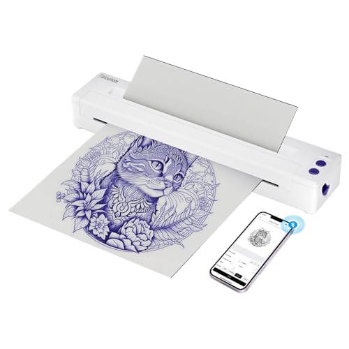 Upgraded Tattoo Stencil Printer, Wireless Tattoo Machine with Transfer Paper, Thermal Tattoo Printer for Tattoo Artists &amp; Beginners, Compatible with Smartphone &amp; PC