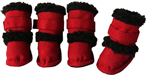 Pet Life Shearling Duggz Paw Wear (features 3M Thinsulate): Red, Small