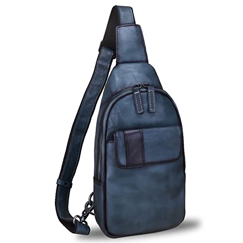 Lrto Genuine Leather Sling Bags Hiking Sling Backpacks Fanny Pack Vintage Handmade Crossbody Chest Daypack Shoulder Bag (Grey) #TOP10