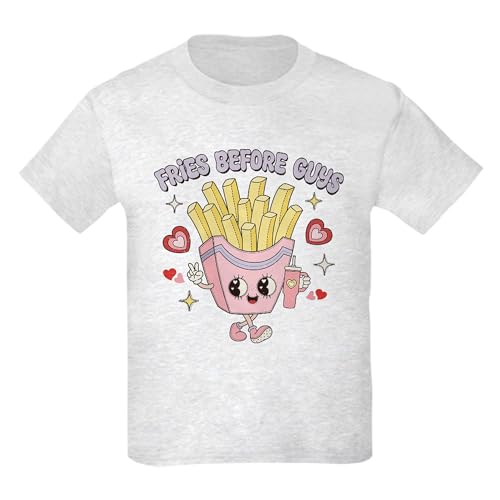 CafePress Fries Before Guys T Shirt Kids Graphic Cotton T-Shirt Ash Gray