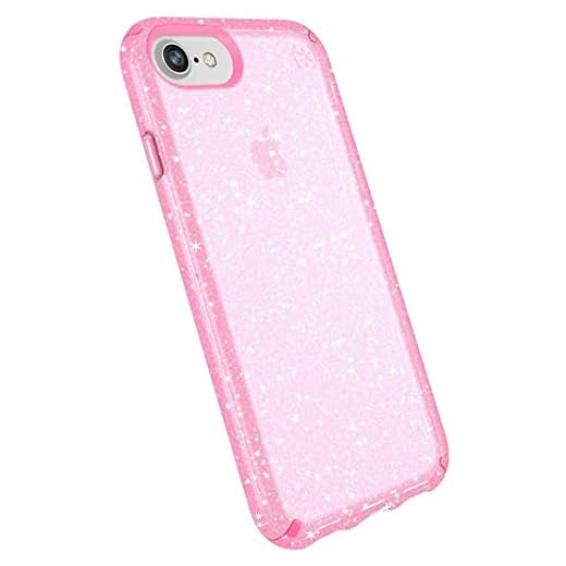 Speck Products Presidio Glitter Case for iPhone 8, iPhone 7, iPhone 6/6S, iPhone SE 2020 - Bulk Packaging - Bella Pink Clear/Gold Glitter