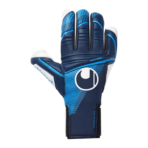 uhlsport - Absolutgrip Tight HN, Guantes de Portero Niños y Adultos, Bleu Marine/Bleu Fluo/Blanc, 7.5 -