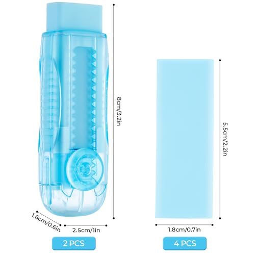 Image of M&G 6 Pack Sliding Retractable Rubber Erasers, Push-Pull Large Pencil Erasers with Transparent Plastic Sleeve, Soft Rubber Erasers for Office, Drafting, and Everyday Use