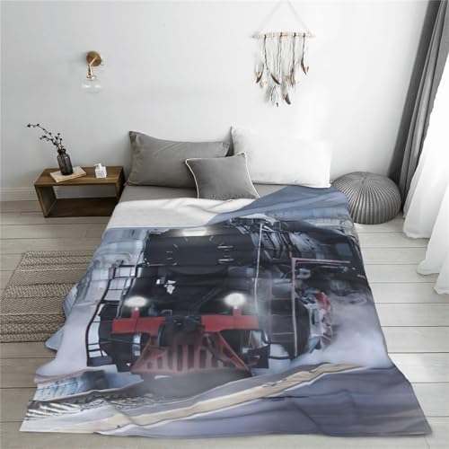 Couverture polaire train à vapeur pour lit et canapé