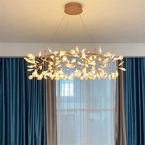 Lustre de salon LED plafonnier rond en métal design branches salle à manger