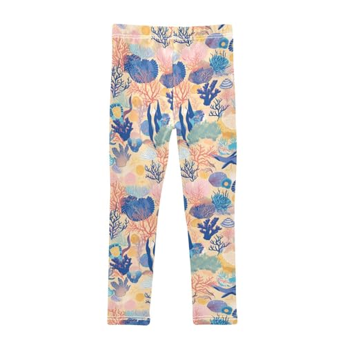 KLL Sea Ocean Animals Corals Seaweeds Shells Sand Little Girls Legging Fashion Full Length Dance Pants Exercise2
