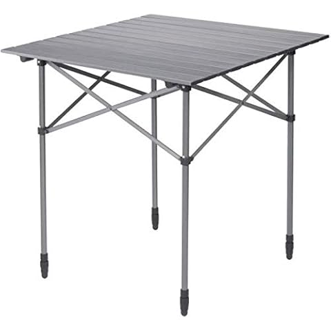 BERGER Campingtisch mit rollbarer Tischplatte 70 x 70 cm - Klapptisch Höhenverstellbar Alu Campingtisch Klappbar Camping Tisch Gartentisch Klappbar Cover