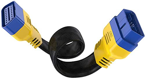 MRCARTOOL Cordon d'extension de Diagnostic OBDII de Voiture, 30 cm / 11.8 Pouces OBDII Extension Flexible améliorée Adaptateur de câble mâle à Femelle pour Lecteur de Code OBDII Scanner OBD2 Cover