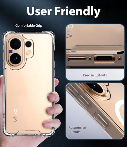Image of KAPAVER Essential Back Cover Case Compatible with Vivo V60 - Clear (PC+TPU) (Vivo V60 - Clear)