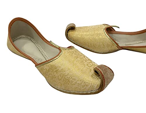 Men's Gold Khussa Shoes Punjabi Jutti Indian Ethnic Mojari Tribal Bridal Shoes3