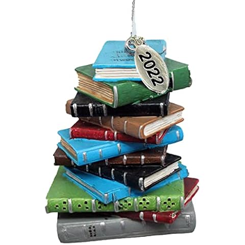 2022 Bookworm Ornament, Library Ornament, Librarian Christmas Ornament or Teacher Gift - Stack of Books Cover