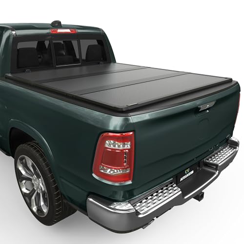 AUTOSAVER88 FRP Hard Tri-fold Truck Bed Tonneau Cover Fits for Dodge Ram 1500...