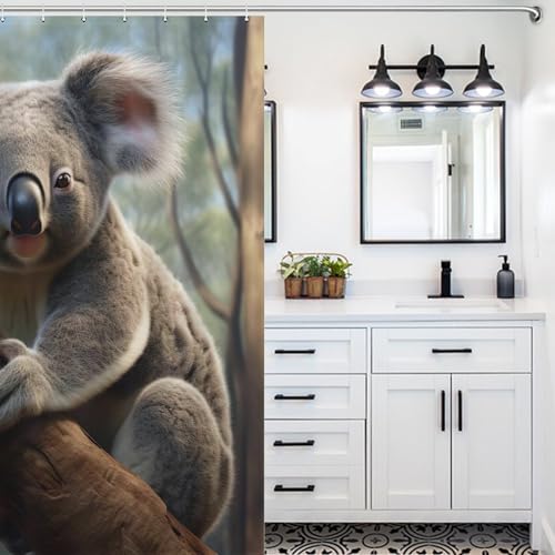 Rideau de douche koala 168x183cm lavable en machine avec crochets