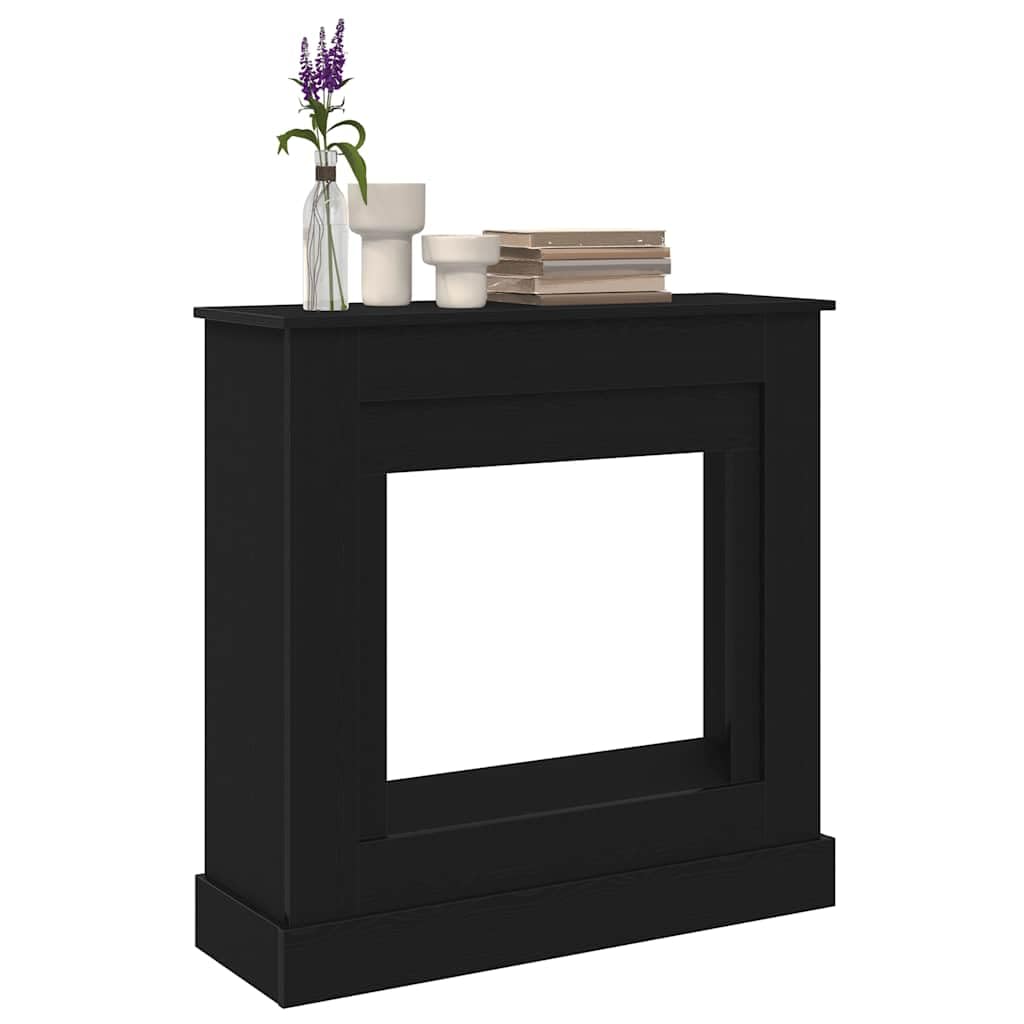Kaminumrandung Schwarz Eichen-Optik 90x30x90 cm Holzwerkstoff Kamin Ofen Zubehör Feuerstelle Schwedenofen Kachelofen Funktionale Ablage Wohnzimmer Terrasse