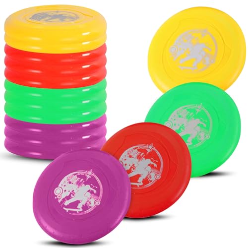 Liberty Imports 12 Pack: Plastic Flying Sports Discs Set for Outdoors Beach Backyard Throwing and Catching Activities, 9' Play Discs for Kids & Adults