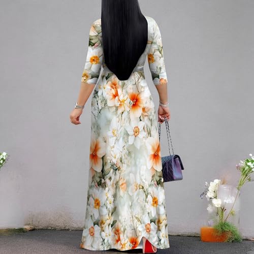 Image of PinkPatty Plus Size Maxi Dress for Women 3 /4 Sleeve Casual Long Dress