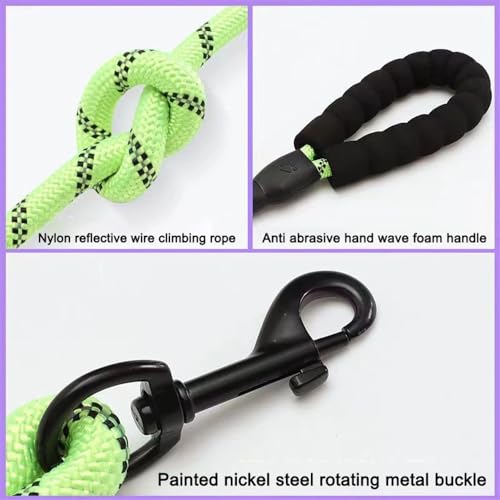 Longe pour chien noire de 2m avec corde de remorquage réfléchissante ronde pour animaux - 5