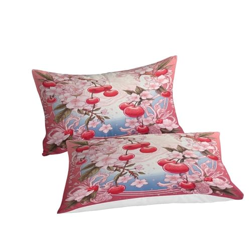 Housse de couette sakura en microfibre douce et thermorégulatrice lit 2 places