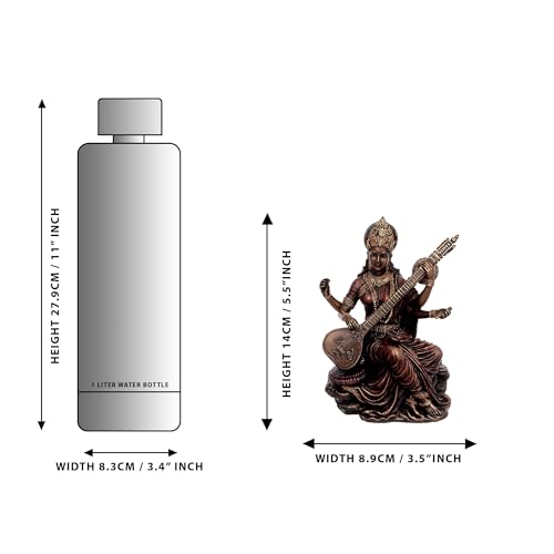 Image of Amazon Brand - Umi Saraswati Idol Sculpture Hindu Goddess of Knowledge Music & Art 15.0 cm Height 13.4 cm Width