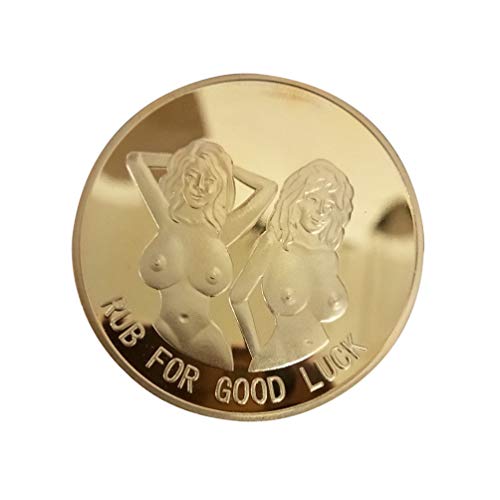 Amosfun Adult Challenge Coin Women RUB FOR GOOD LUCK Head and Tail Coin Collection Challenge Coin for Gift Souvenir