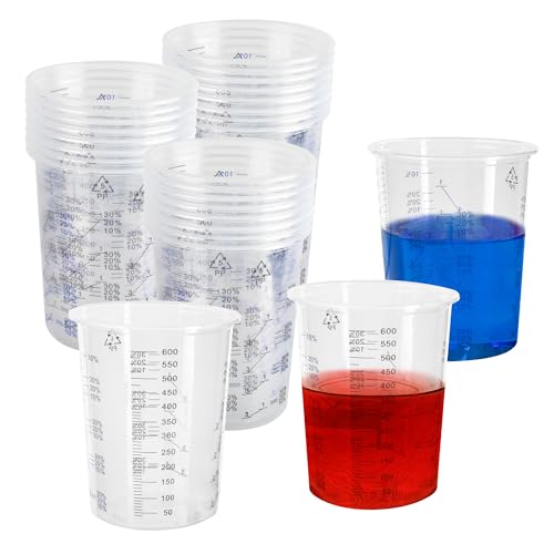 YKUKIZEE 50 PCS 600 ML Plastic Paint Mixing Cup Epoxy Resin Measuring Cup