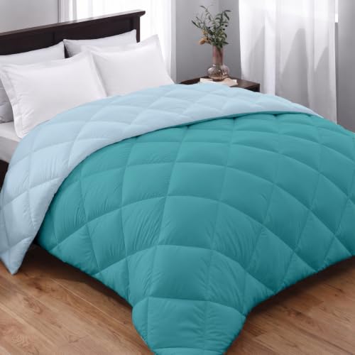 Image of AYKA Reversible Comforter 220 GSM Microfiber Reversible AC Comforter /Blanket for Winter /Quilt /Duvets for Queen Size Single Bed Comforter (60 * 90, Teal & SkyBlue)| TC - 220